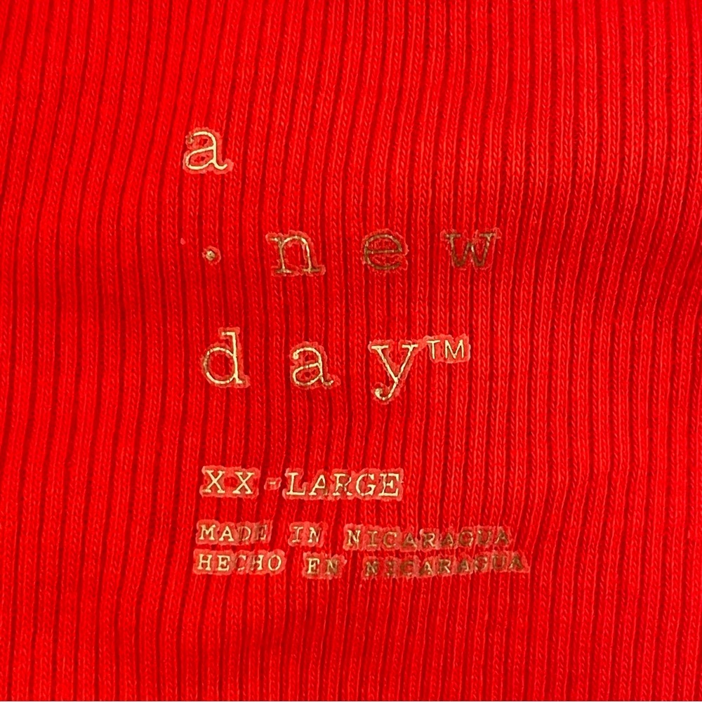 $10 SALE Bright Red Short Sleeve Ribbed Tee Casual Top Round Neck A New Day - Picture 5 of 7